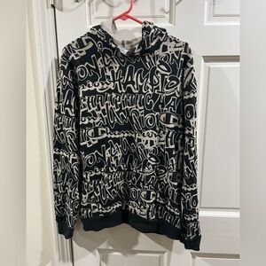 Champion Reverse Weave All Over Print Graphic Hoodie with a graffiti print sx xl